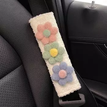1 шт., стильные мягкие плюшевые цветы, чехол для ремня безопасности автомобиля, плечевой ремень, подушка, искусственный ягненок, авто ремень безопасности, наплечная подушка