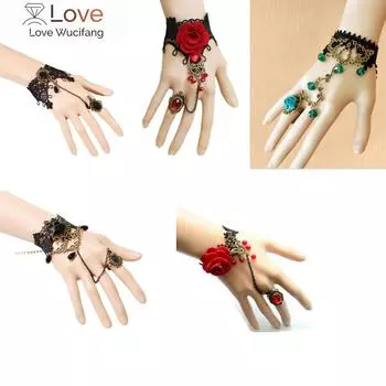 1 шт. Стимпанк вампир черные кружевные браслеты с розами винтажный готический браслет с бабочкой для женщины