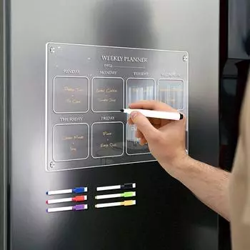 1 шт. стираемая прозрачная магнитная наклейка на холодильник акриловая доска еженедельный планировщик доска для рисования