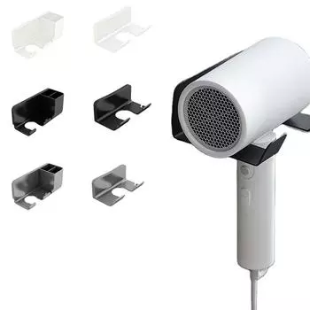 1 шт. Стойка для хранения фена для ванной комнаты, не пробивная, настенная L чёрный