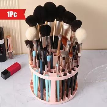1 шт. Стойка для хранения кистей для макияжа, пористый держатель для ручек с 49 отделениями, большой вместительный круглый держатель для ручек, пластиковый держатель для хранения ручек для рисования розовый