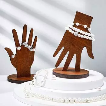 1 шт. стойка для ювелирных изделий в деревенском стиле, держатель для колец, ожерелье, держатель для хранения, ручная форма, съемный дисплей для браслета, деревянное украшение для рабочего стола