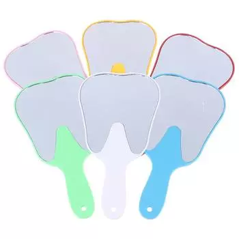 1 шт., стоматологическая ручка для рта, зеркало в форме зубов, зеркало для осмотра зубов, оральное зеркало зелёный