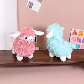 1 шт. стоящее животное овца плюшевая мягкая игрушка животные куклы мода мультфильм плюшевые игрушки животные колокольчики овца темно-розовый
