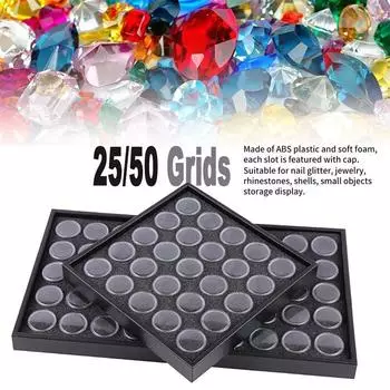 1 шт. Стразы, драгоценные камни, ПК, пластиковые бусины, инструменты для ногтей, пустая ювелирная художественная коробка для хранения бутылок 25/50 25GRIDS