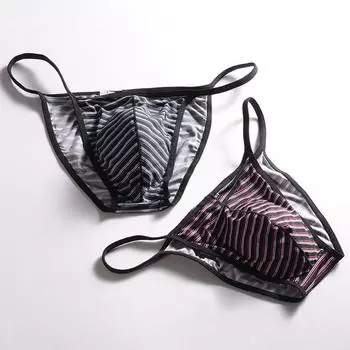 1 шт. стринги дышащие U-образные выпуклые полосатые трусы с низкой талией мужское нижнее белье модные бикини удобные сексуальные M