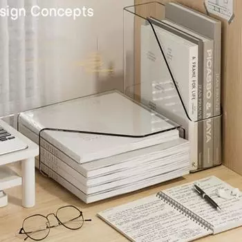 1 шт., студенческая настольная прозрачная подставка для книг, офисная полка для хранения файлов, пластиковая коробка для организации бумаги формата А4