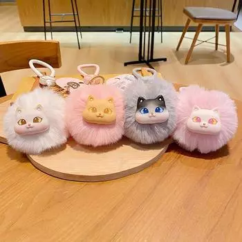 1 шт. Сумка Аксессуары Мультяшный Шерстяной Шарик Милый Брелок Креативный Подвеска Кошка Подвесной Подарочный Брелок розовый