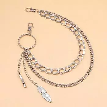 1 шт. сумка цепочка подвеска панк подвесные украшения тренд сплав личность талии цепочка брюки цепочка перо кулон
