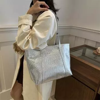 1 шт. Сумка через плечо чистого цвета для женщин, модная большая сумка-тоут, в которую можно положить iPad