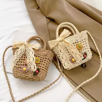 1 шт. сумка через плечо соломенная сумка тканая сумка пляжная сумка сумка через плечо тканая сумка модная милая коричневый