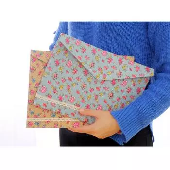 1 шт., сумка для документов из ткани с цветочным принтом, сумка для пресс-файлов, канцелярские принадлежности, школьный офис, Эсколар Papelaria светло-синий