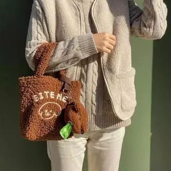 1 шт., сумка для домашних животных, милый плюшевый уличный портативный мешок для мусора, диспенсер-переноска для собак, держатель для чистой сумки, коробка для хранения, аксессуары для сумок коричневый