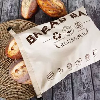 1 шт. сумка для хлеба из чистого хлопка с подкладкой из экологически чистого ТПУ, с надежной пряжкой и ручкой для переноски бежевый
