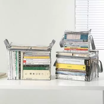 1 шт. сумка для хранения книг прозрачный контейнер для сбора штабелируемый чехол с ручкой пыленепроницаемый органайзер складной чехол S чёрный