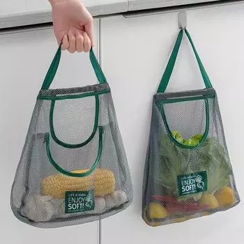 1 шт. сумка для хранения лука, подвесная сумка, сетчатая сумка, полиэстер, портативная, двухслойная, кухонная 12x48cm зелёный