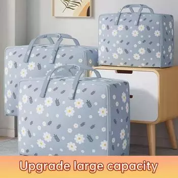 1 шт., сумка для хранения одеял с принтом на молнии, большая вместительная сумка для упаковки одежды с двойной ручкой, влагонепроницаемая сумка для хранения одеял 50X45X25cm