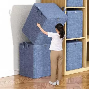 1 шт. сумка для хранения одежды, используется для организации спален, шкафов, одежды, одеял, сумка для хранения с крышкой и ручкой, синяя