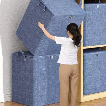 1 шт. сумка для хранения одежды, используется для организации спален, шкафов, одежды, одеял, сумка для хранения с крышкой и ручкой, синяя S синий