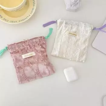 1 шт. сумка для хранения помады кружево наушники кабель шнурок шнурок простой 14x16 см дорожный оборка монет портативный мешочек