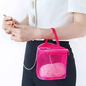 1 шт. сумка для хранения пряжи, сетчатая сумка для вязания, круглый органайзер для клубков пряжи для любителей вязания