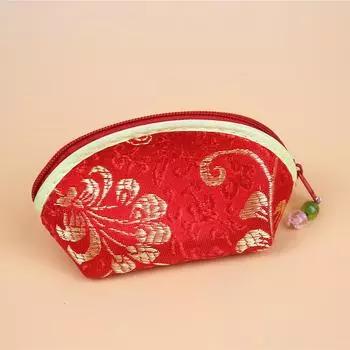 1 шт., сумка для ювелирных изделий, кошелек на молнии, кошелек для монет с цветочной вышивкой, сумка для хранения в китайском стиле темно-синий
