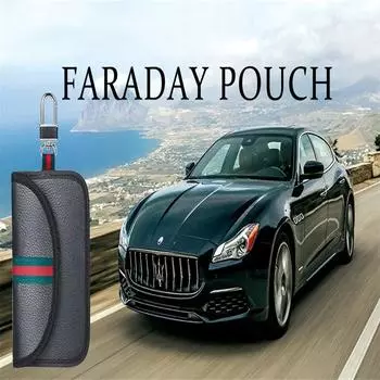 1 шт. сумка Фарадея для автомобильного брелока, натуральная кожаная сумка для блокировки сигнала RFID для автомобильного ключа, чехол для бесключевого сигнала чёрный