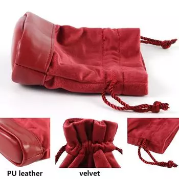 1 шт. Сумка из искусственной кожи с закругленным дном и затягивающимся шнурком для игральных костей, ювелирных изделий, монет, ключей, красная мини-сумка, красная красный