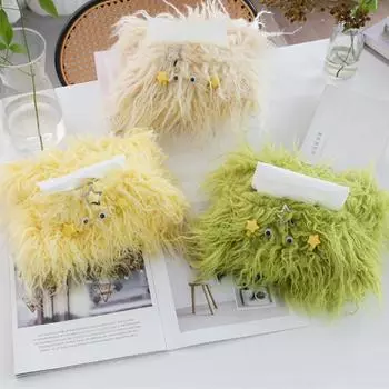 1 шт., сумка из полиэфирного волокна «сделай сам», плюшевые коробки для салфеток, туалетная бумага, гостиная с маленькой шпилькой для волос в виде мультяшного монстра бежевый