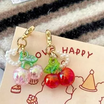 1 шт. сумка кулон сияющий яркий одежда аксессуары сладкий ключ пряжка корейский кулон фрукты наушники чехол украшение A красный