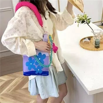 1 шт. Сумка Niche на одно плечо Oblique Span Chain с подвеской Spice Girl - вязаная подмышечная вставка и тканая сумка для стильного заявления фиолетовый