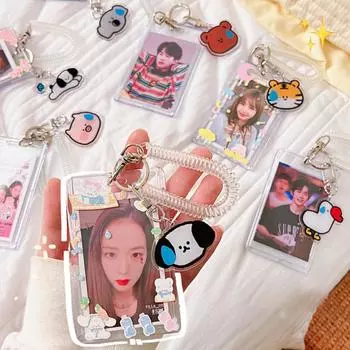 1 шт. сумка подвеска прозрачный защитный чехол кавайный держатель для фотографий удобный школьный канцелярский брелок пластик