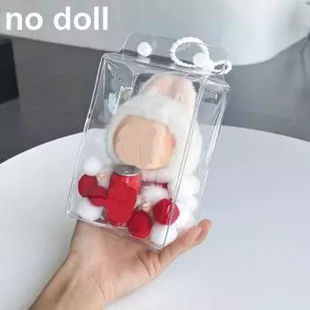 1 шт. Сумка-витрина Полностью прозрачная квадратная сумка для прогулок Защитный чехол для Labubu в сидячей позе DIY аксессуары