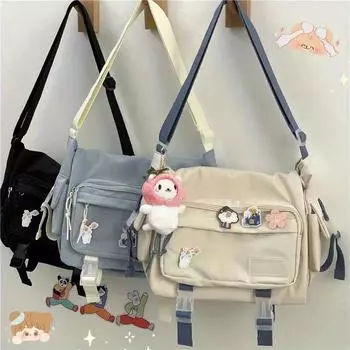 1 шт., сумки через плечо в стиле Харадзюку для женщин, школьная сумка-мессенджер для девочек, лоскутные сумки, школьная сумка для книг, сумка на плечо