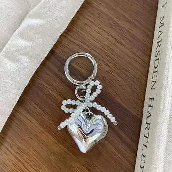 1 шт. сумки подвески подарки жемчужный бант сердце брелок женский сладкий шарм рюкзак брелок ювелирные изделия ручной работы орнамент серебряный