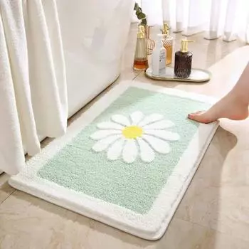 1 шт. Супер мягкий коврик для ванной комнаты, милый коврик для ванной с ромашками, белые и желтые цветочные декоративные коврики для ванной, коврик для двери дома, нескользящий 40x60cm серый