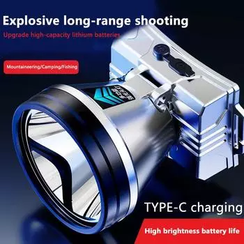 1 шт. супер яркий аварийный прожектор уличный мощный светодиодный налобный фонарь перезаряжаемый ночной рыболовный фонарь Single battery