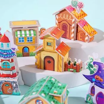 1 шт., сувениры на день рождения, награды для детского сада, мультяшная 3D-модель дома, бумажная головоломка, развивающие игрушки для детей