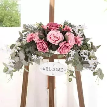 1 шт. свадебная арка с цветами Swag, винтажные искусственные цветы розы, цветочные композиции для стола, стены автомобиля, оконной арки, домашнего сада, свадебный декор белый