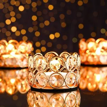 1 шт. Свадебное украшение на День святого Валентина, хрустальная чайная лампа, подсвечник, украшение для семейного стола, украшение для дома, подарочная коробка 1Pc золотистый