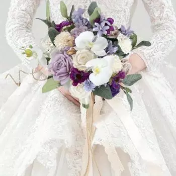 1 шт. Свадебные букеты для невесты, подружки невесты, искусственные розы, сиреневый свадебный букет для французской деревенской винтажной официальной свадьбы, украшение дома Style 1
