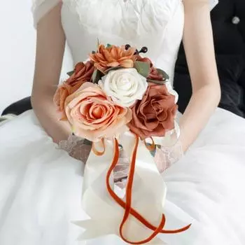 1 шт. Свадебные букеты для невесты, свадебный букет для подружки невесты, подружка невесты держит цветы для украшения свадьбы, искусственные розы, цветы, домашний декор темно-розовый