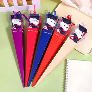 1 шт. свадебные сувениры модная игрушка кукла вечеринка подарок выпускной романтический искусственный цветок домашний декор букет медведей красный