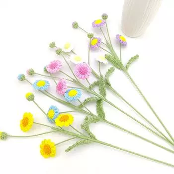 1 шт. свадебные украшения цветные хризантемы ручной работы плетеные искусственные растения вязание цветок своими руками ремесло букет маргариток домашний декор