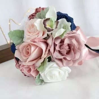 1 шт. Свадебный букет, свадебные букеты для невесты, подружки невесты, подружки невесты держат цветы для украшения свадьбы, искусственные розы, цветы, домашний декор темно-розовый
