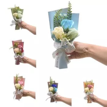 1 шт. Свадебный День святого Валентина Искусственный цветок Мини-роза Новогодние подарки Мыло Цветок День рождения Букет 3 головки