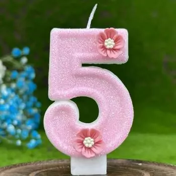 1 шт. Свеча розовая свеча на день рождения для девочки, с днем рождения, украшение для торта, выпечка, празднование, воссоединение, годовщина, вечеринка, принадлежности, номер 5