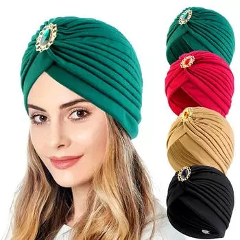 1 шт. сверкающие бриллианты мусульманские индийские шляпы летние головные уборы тюрбан кепка ретро этнические однотонные повязки на голову солнцезащитный хиджаб