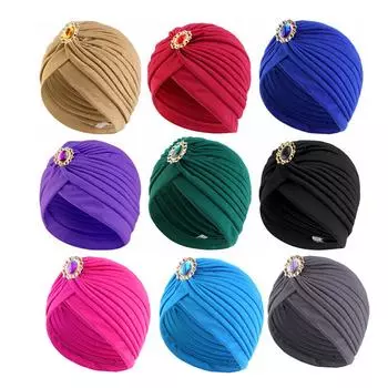 1 шт. сверкающие бриллианты мусульманские повязки на голову летние головные уборы солнцезащитный хиджаб ретро этнический тюрбан кепка индийские шляпы однотонные