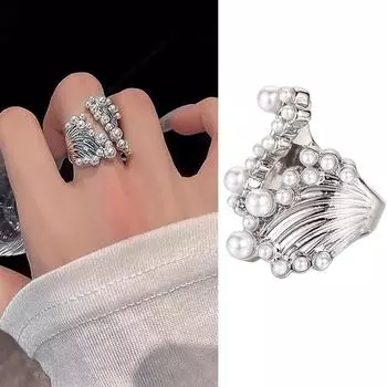 1 шт. сверкающие широкие кольца для женщин, модные искусственные жемчуга, кристаллы, открытые кольца для пальцев, для девушек, индивидуальные украшения для вечеринок, подарки аэро
